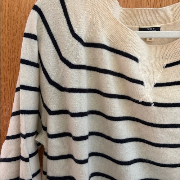 Jcrew Cashmere Striped Navy and White Sweater - Picture 4 of 5